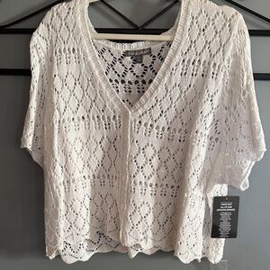 Jessica London White Crochet Shrug